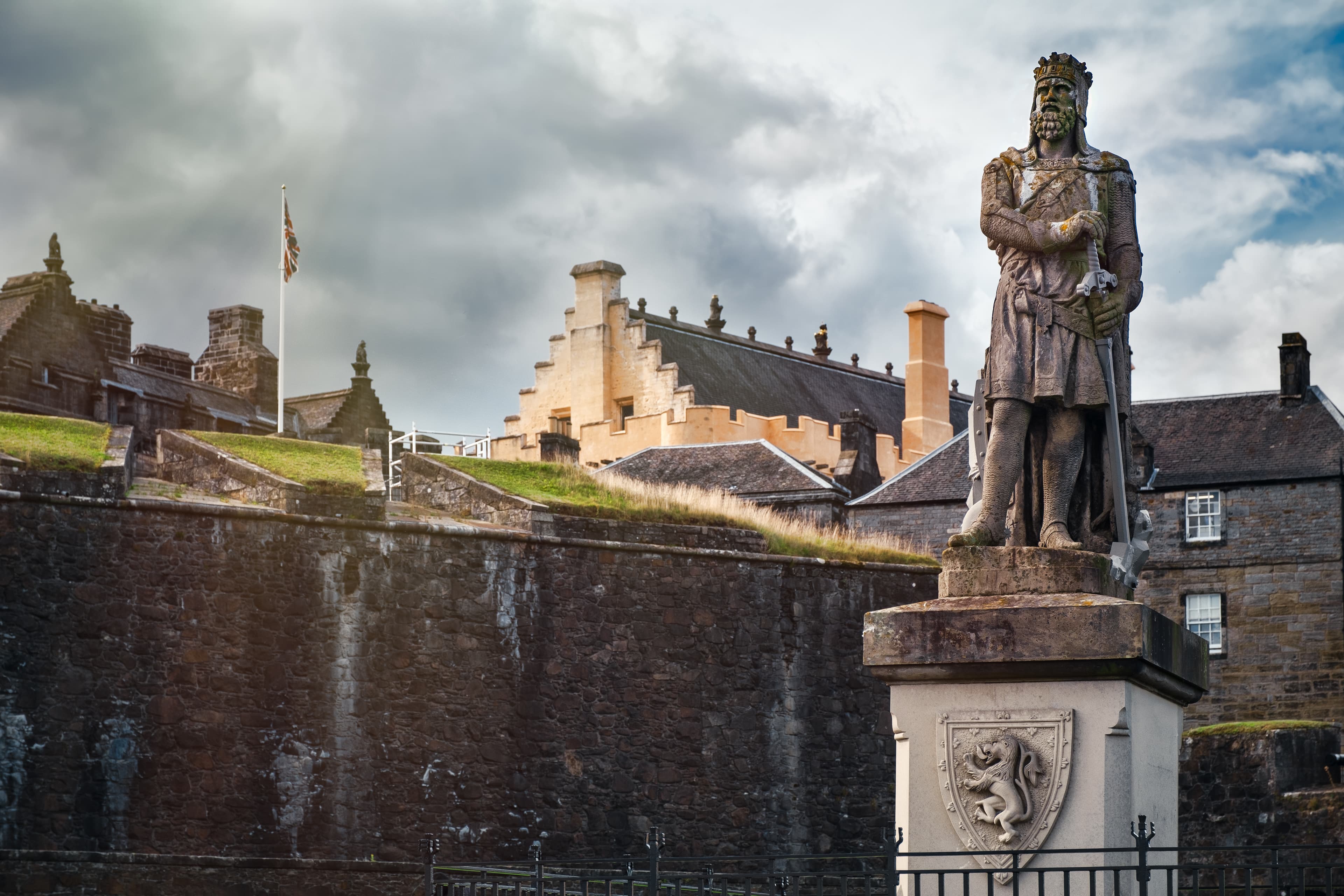 Ancient statue of Robert the Bruce at Stirling Castle in Scotland